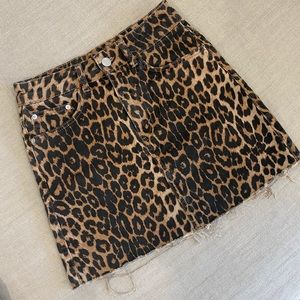 ZARA Denim leopard mini skirt